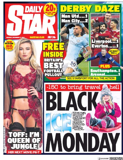 Daily Star Newspaper Front Page (UK) for 11 December 2017