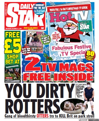 Daily Star Newspaper Front Page (UK) for 11 December 2021