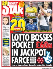 Daily Star (UK) Newspaper Front Page for 11 January 2016