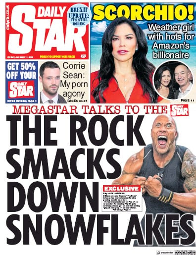 Daily Star Newspaper Front Page (UK) for 11 January 2019