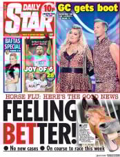 Daily Star (UK) Newspaper Front Page for 11 February 2019