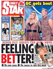 Daily Star (UK) Newspaper Front Page for 11 February 2019