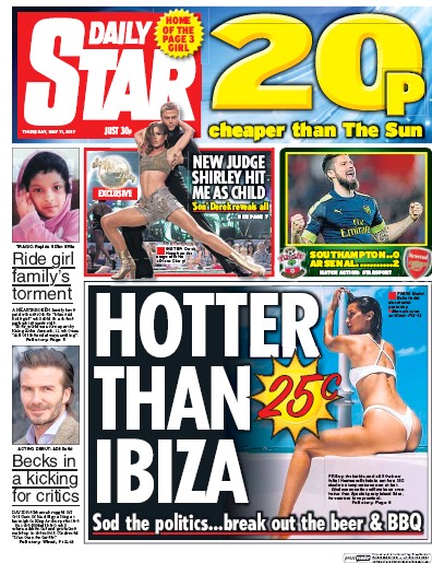 Daily Star Newspaper Front Page (UK) for 11 May 2017