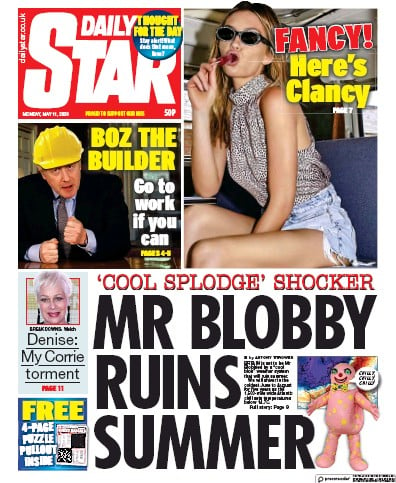 Daily Star Newspaper Front Page (UK) for 11 May 2020
