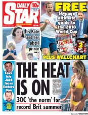 Daily Star (UK) Newspaper Front Page for 11 June 2018