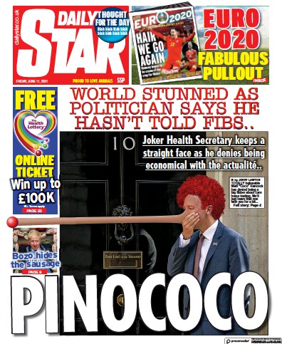 Daily Star Newspaper Front Page (UK) for 11 June 2021
