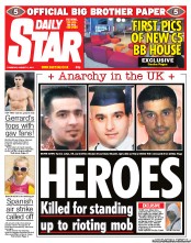 Daily Star (UK) Newspaper Front Page for 11 August 2011