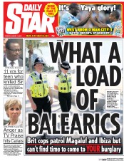 Daily Star (UK) Newspaper Front Page for 11 August 2015