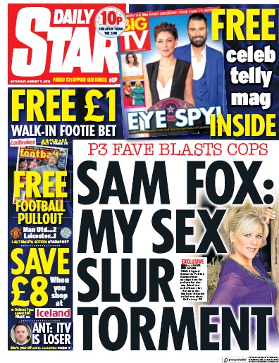 Daily Star Newspaper Front Page (UK) for 11 August 2018