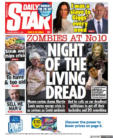 Daily Star Newspaper Front Page (UK) for 11 August 2022