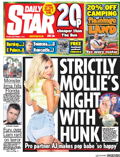 Daily Star Newspaper Front Page (UK) for 11 September 2017