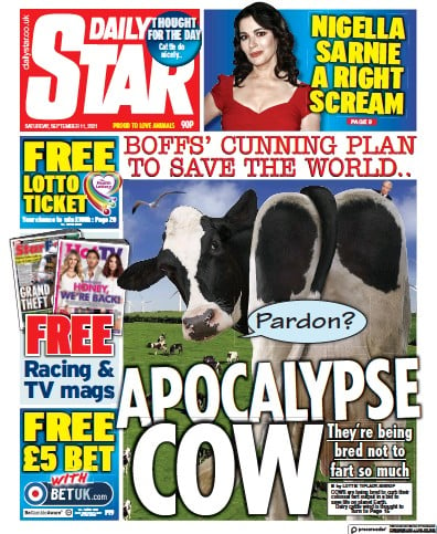 Daily Star Newspaper Front Page (UK) for 11 September 2021
