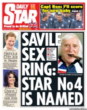 Daily Star (UK) Newspaper Front Page for 12 October 2012