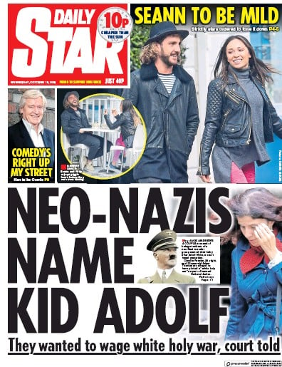 Daily Star Newspaper Front Page (UK) for 12 October 2018