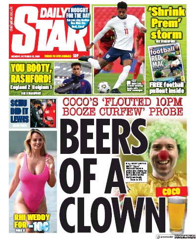 Daily Star Newspaper Front Page (UK) for 12 October 2020
