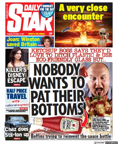 Daily Star Newspaper Front Page (UK) for 12 October 2021