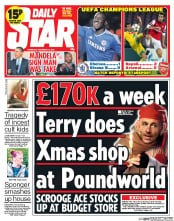 Daily Star (UK) Newspaper Front Page for 12 December 2013