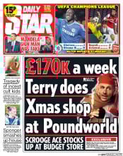 Daily Star (UK) Newspaper Front Page for 12 December 2013