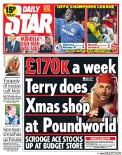 Daily Star Newspaper Front Page (UK) for 12 December 2013