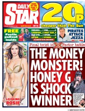 Daily Star (UK) Newspaper Front Page for 12 December 2016