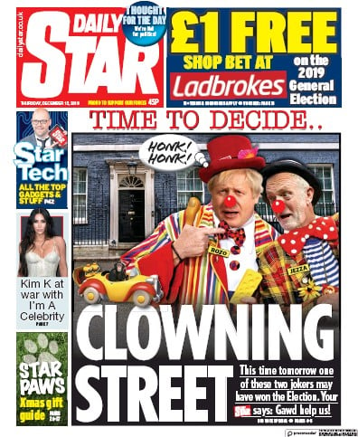 Daily Star Newspaper Front Page (UK) for 12 December 2019