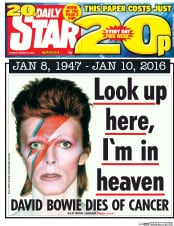 Daily Star (UK) Newspaper Front Page for 12 January 2016
