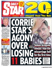 Daily Star (UK) Newspaper Front Page for 12 January 2017