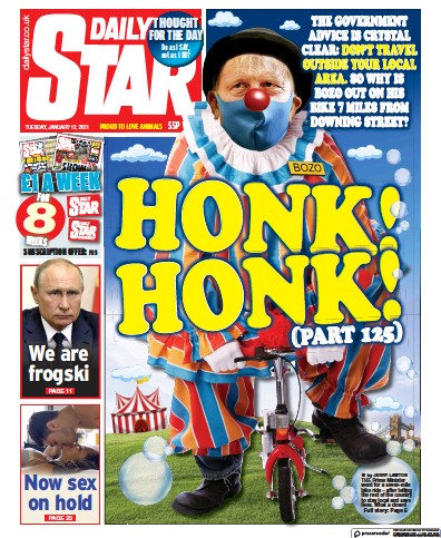 Daily Star Newspaper Front Page (UK) for 12 January 2021