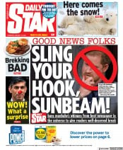 Daily Star (UK) Newspaper Front Page for 12 January 2023