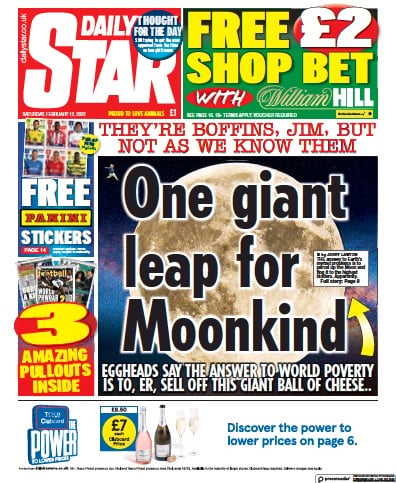 Daily Star Newspaper Front Page (UK) for 12 February 2022
