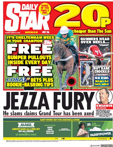 Daily Star Newspaper Front Page (UK) for 12 March 2018