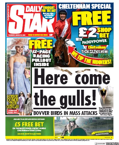 Daily Star Newspaper Front Page (UK) for 12 March 2020