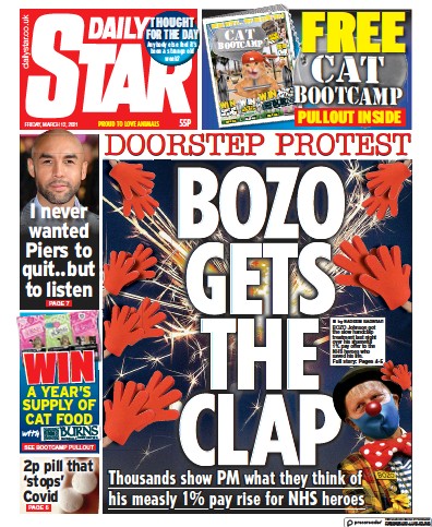 Daily Star Newspaper Front Page (UK) for 12 March 2021