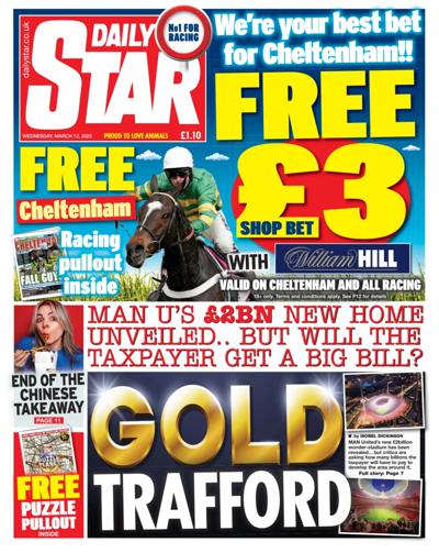 Daily Star Newspaper Front Page (UK) for 12 March 2025