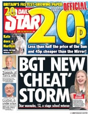 Daily Star (UK) Newspaper Front Page for 12 April 2016