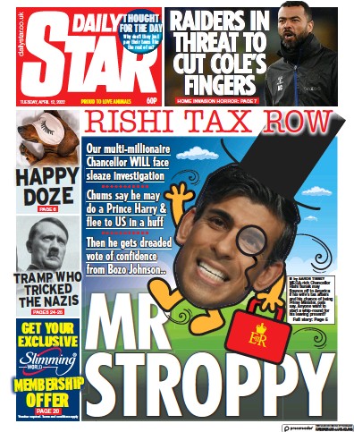 Daily Star Newspaper Front Page (UK) for 12 April 2022