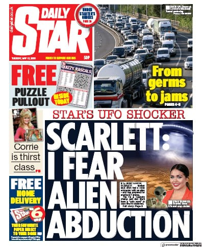 Daily Star Newspaper Front Page (UK) for 12 May 2020