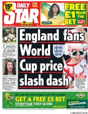 Daily Star (UK) Newspaper Front Page for 12 June 2014