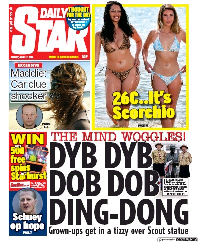 Daily Star Newspaper Front Page (UK) for 12 June 2020