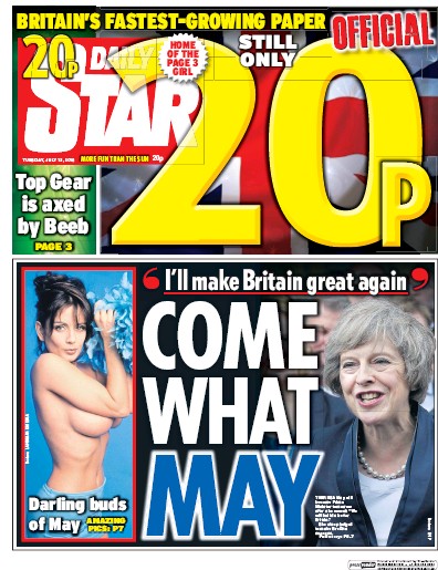 Daily Star Newspaper Front Page (UK) for 12 July 2016