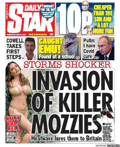 Daily Star Newspaper Front Page (UK) for 12 August 2020