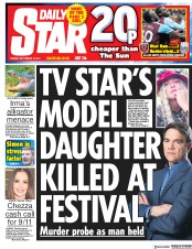 Daily Star (UK) Newspaper Front Page for 12 September 2017