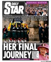 Daily Star front page for 12 September 2022