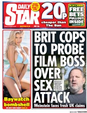 Daily Star (UK) Newspaper Front Page for 13 October 2017
