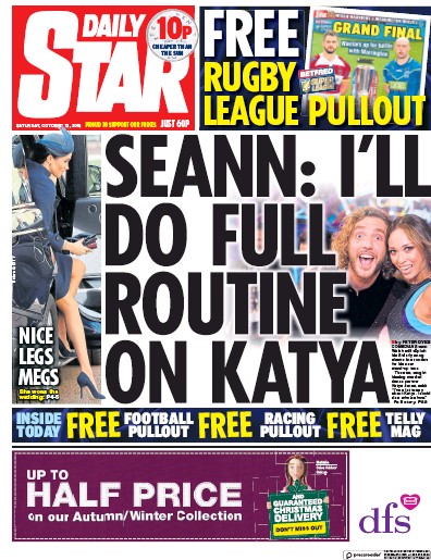 Daily Star Newspaper Front Page (UK) for 13 October 2018