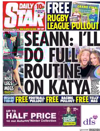 Daily Star Newspaper Front Page (UK) for 13 October 2018