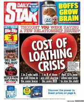 Daily Star (UK) Newspaper Front Page for 13 October 2022