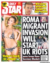 Daily Star (UK) Newspaper Front Page for 13 November 2013