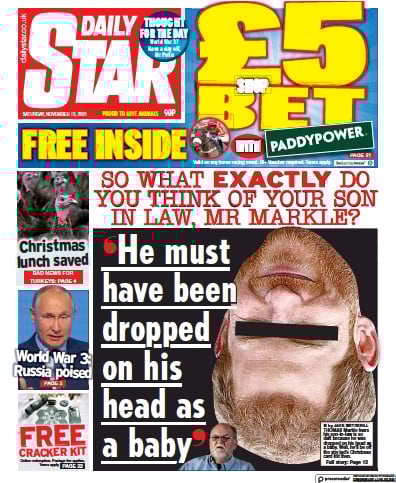 Daily Star Newspaper Front Page (UK) for 13 November 2021