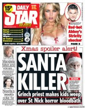 Daily Star (UK) Newspaper Front Page for 13 December 2013
